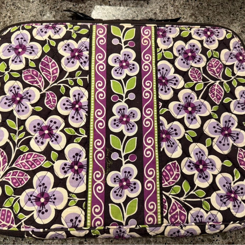 Vera Bradley Floral Laptop Bag Case in Retired Plum Petals Pattern